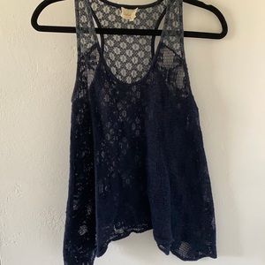 Anthropology blue lace tank top